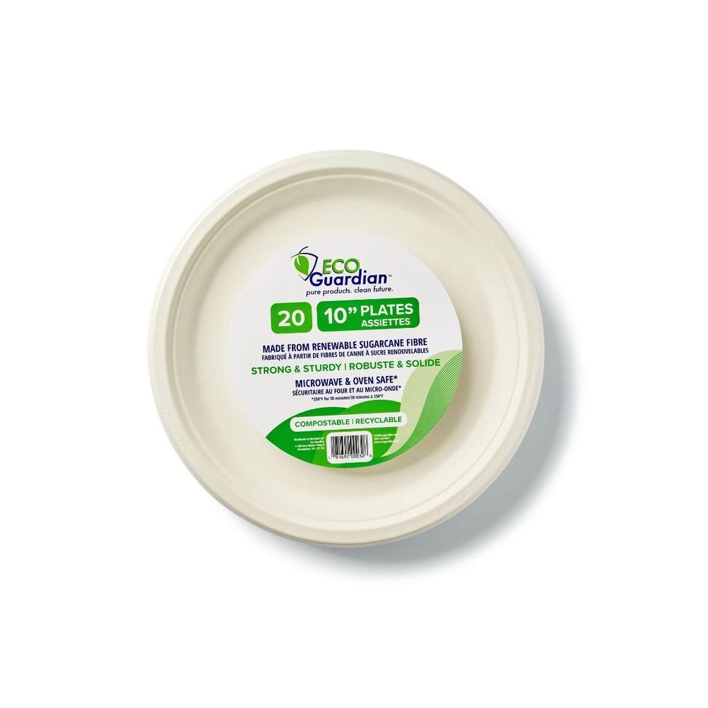 Eco Guardian 10 In Compostable Bagasse Round Fibre Plate, 20 Count -- 240 Per Case