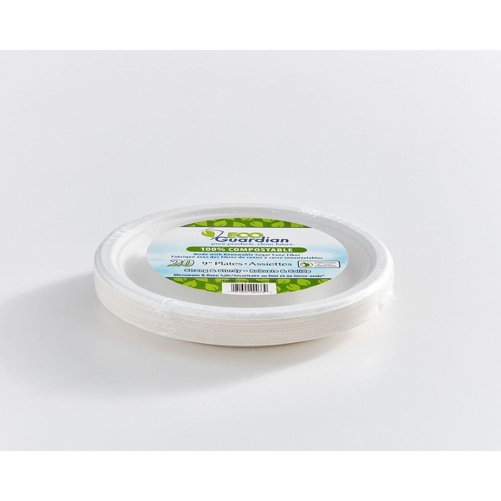 Eco Guardian 9 In Compostable Bagasse Round Fibre Plate, 20 Count -- 240 Per Case