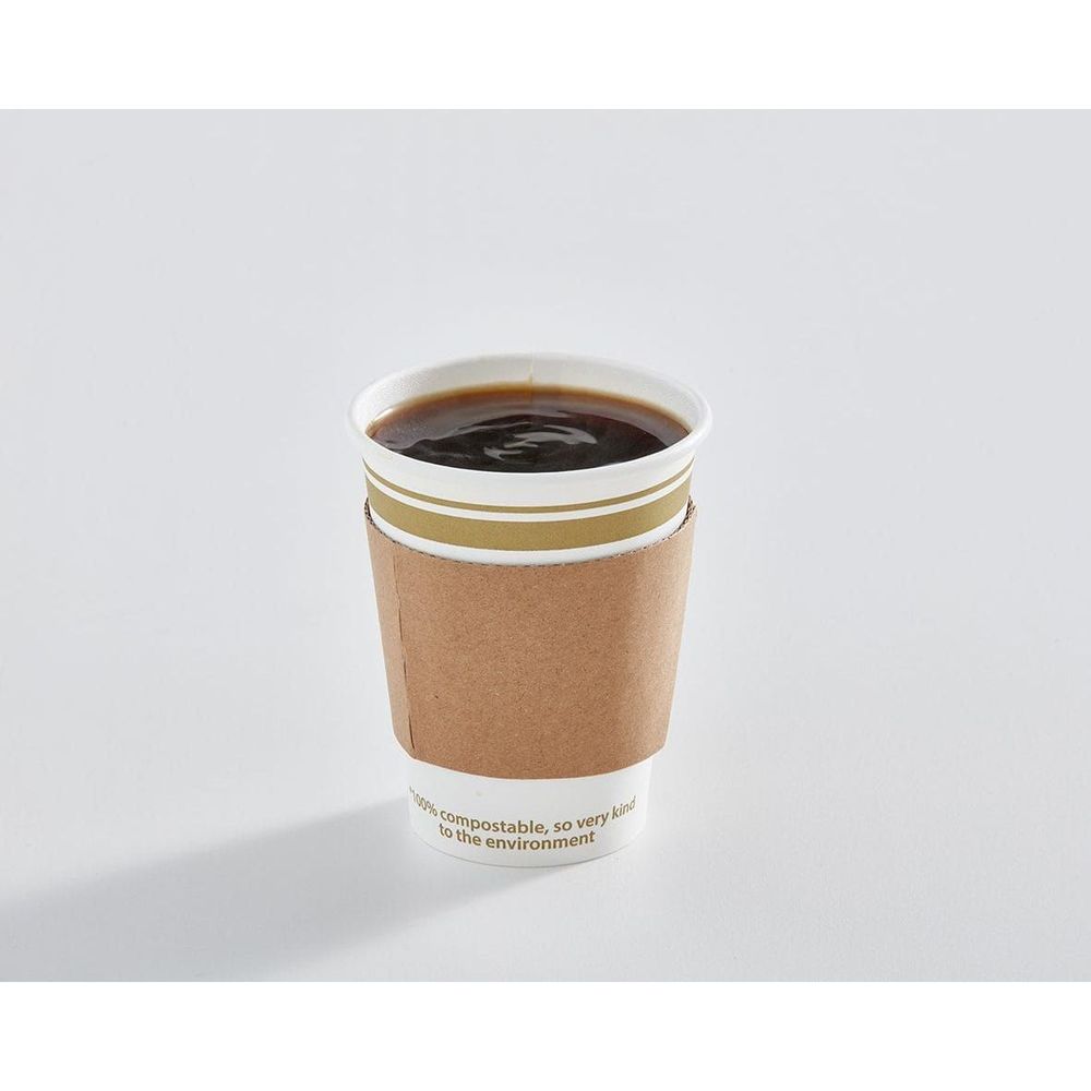 Eco Guardian Compostable Bagasse Pla Lined Gold Rim Paper Hot Or Cold Cup With Sleeve, 12 Oz Capacity -- 64 Per Case