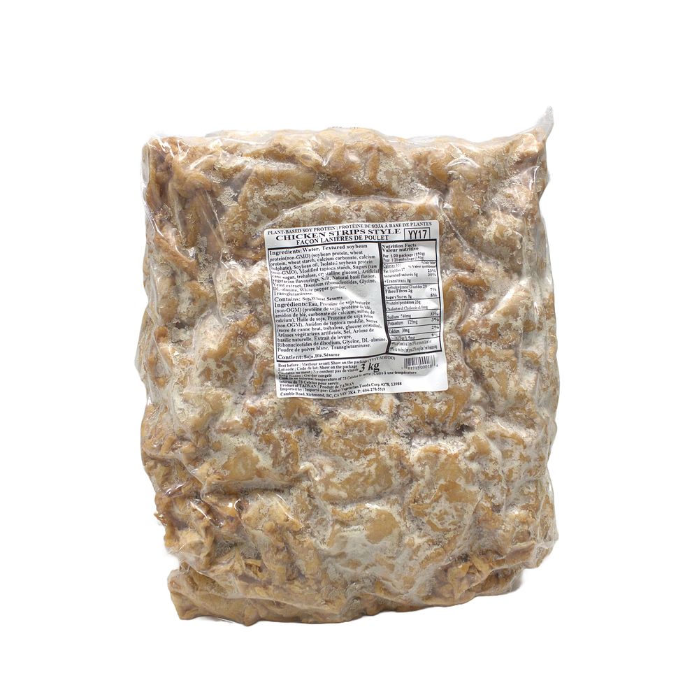 Happy Veggie World Vegan Chicken Strips Style Soy Protein, 3 Kg -- 4 Per Case