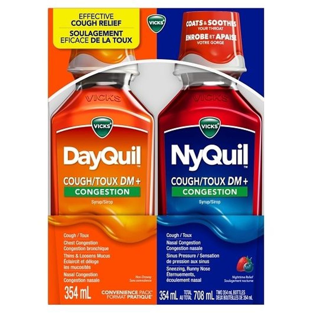 Vicks 354 Ml Dayquil And Nyquil Cough Congestion Syrup - Combination Pack, 2 Count -- 6 Per Case