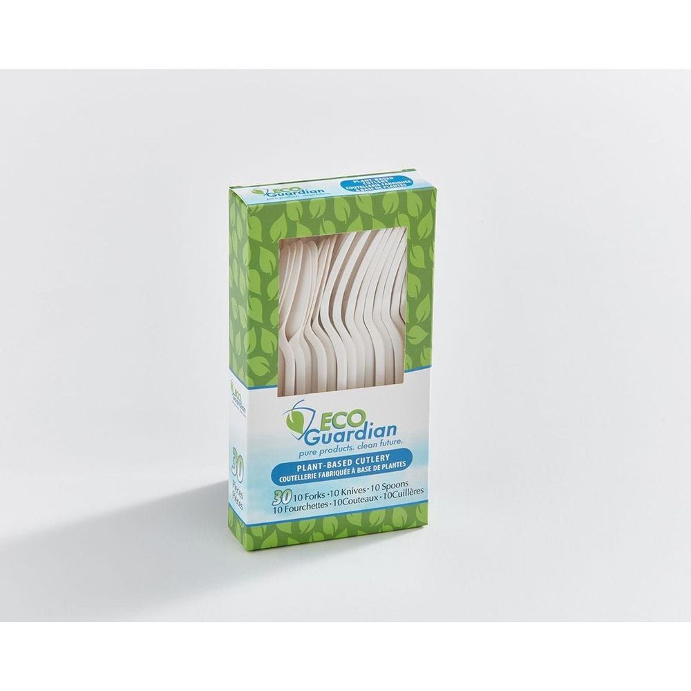 Eco Guardian 7 Inch Natural Plant-based Cutlery Box, 30 Count -- 360 Per Case
