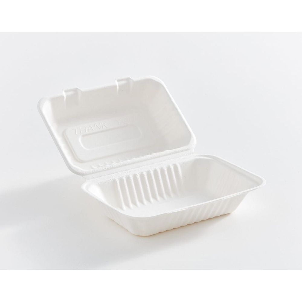 Eco Guardian Compostable Bagasse Fibre Hinged Clamshell Container, 9 X 6 X 3 In -- 200 Per Case
