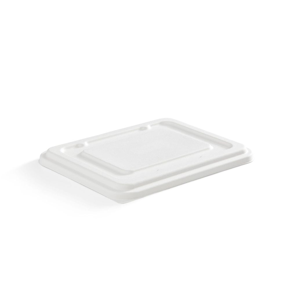 Eco Guardian 11 X 8.6 X 0.5 In Compostable Bagasse Lid For Rectangular Fibre 5 Compartment Tray -- 500 Per Case