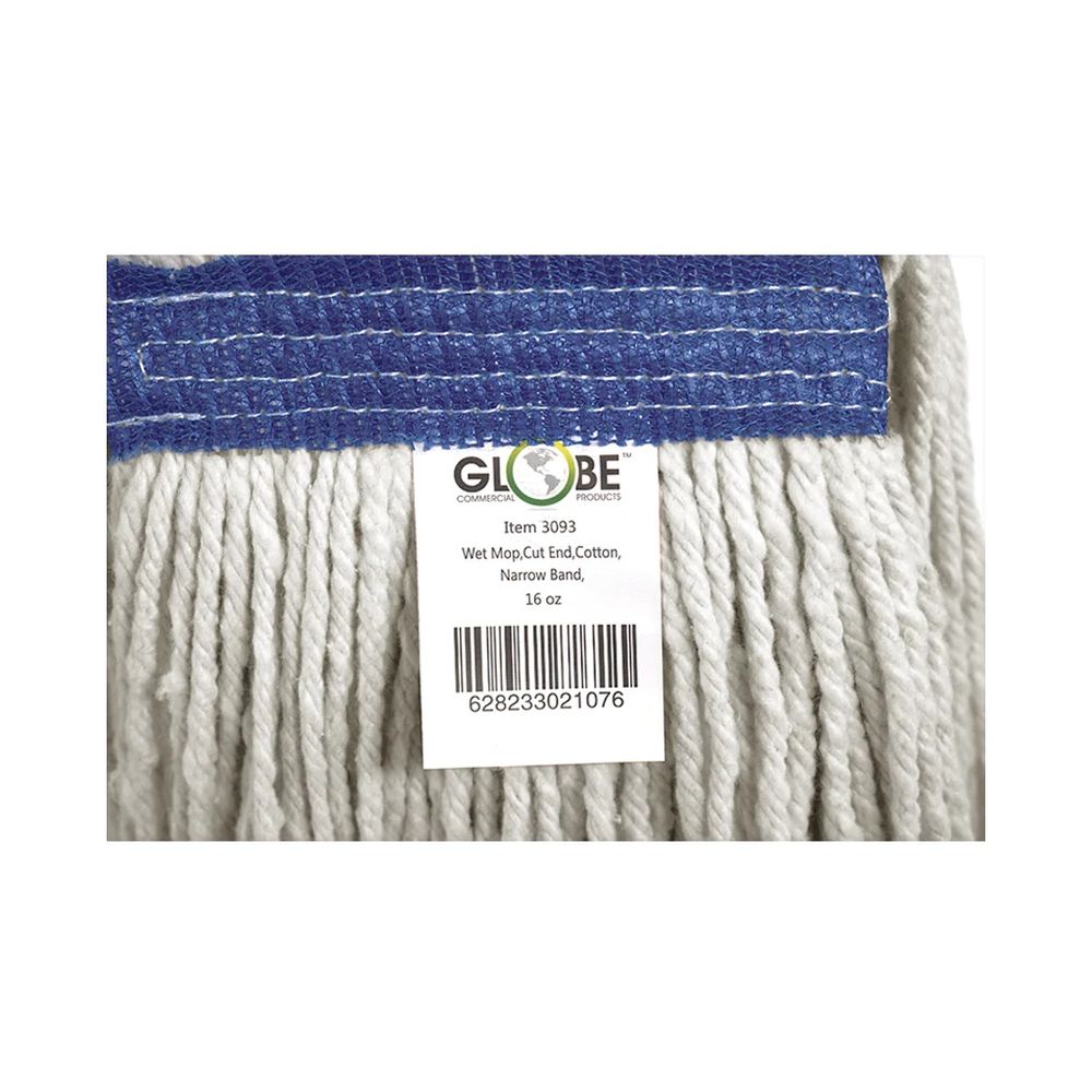 Globe Cot-pro White Cotton Narrow Band Wet Cut End Mop, 16 Oz Capacity -- 12 Per Case
