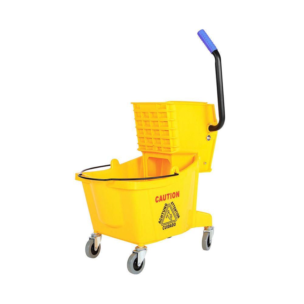 Globe Yellow Sidepress Buckets And Wringers, 26 Qt Capacity