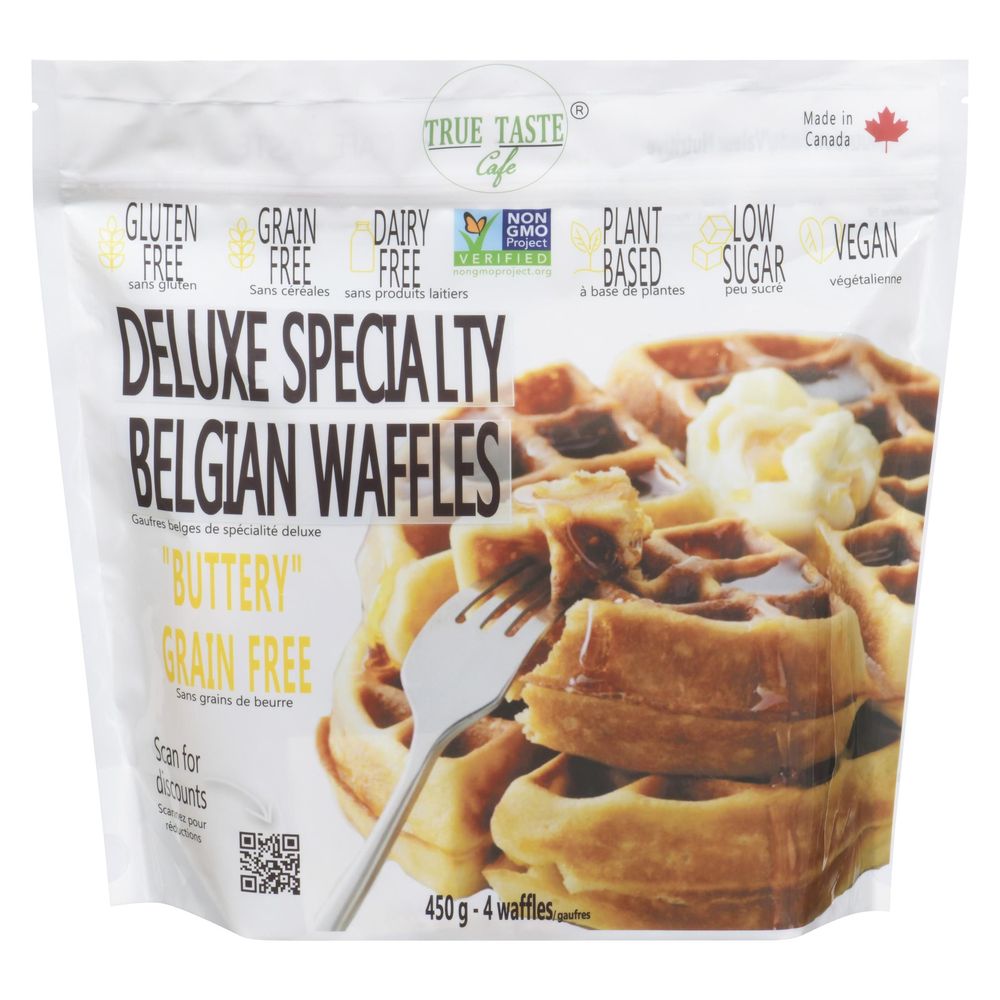 True Taste Cafe Buttery Grain Free Belgian Waffles, 450 G -- 12 Per Case