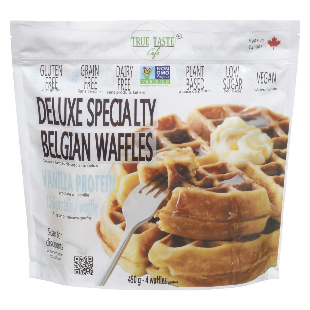 True Taste Cafe Deluxe Specialt Vanilla Protein Belgian Waffles, 450 G -- 12 Per Case