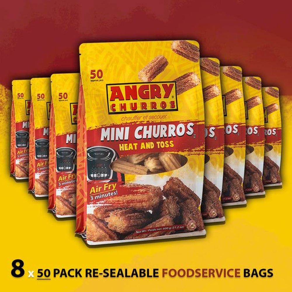 Pudgyboy's Heat And Toss Mini Churros With Cinnamon Sugar Sachet, 50 Count -- 8 Per Case