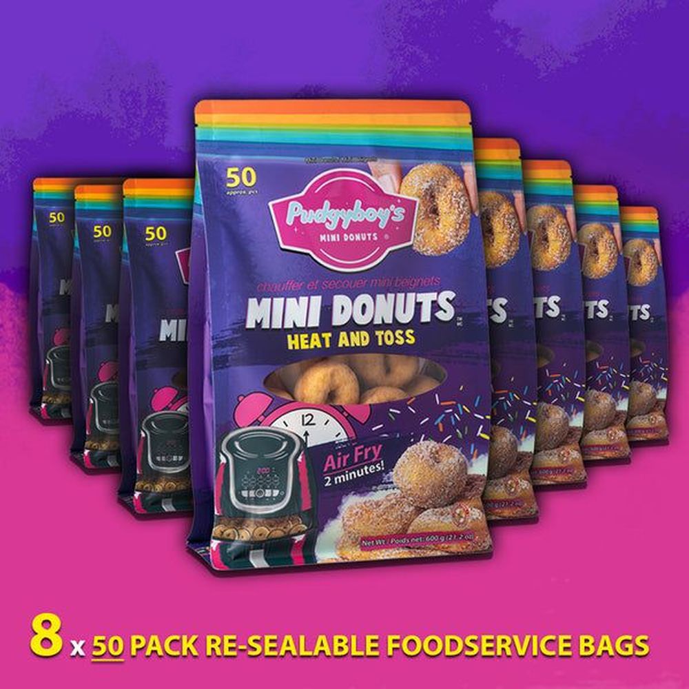 Pudgyboy's Heat And Toss Mini Donuts With Maple Sugar Sachets, 50 Count -- 8 Per Case
