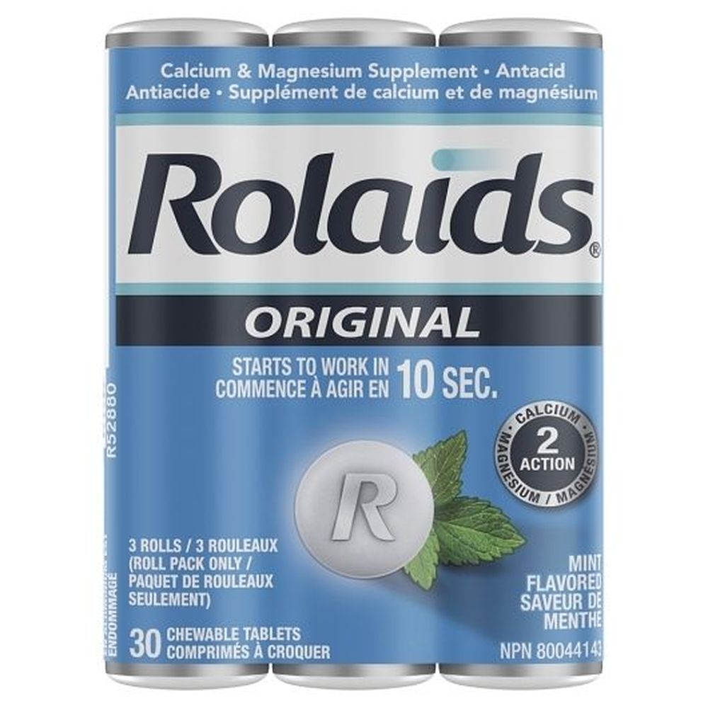 Rolaids Original Multi-symptom Stomach Mint Chewable Tablet, 30 Count -- 72 Per Case