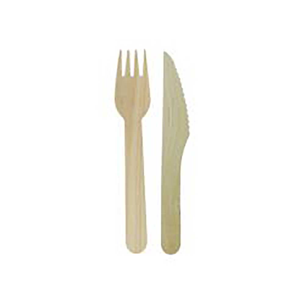Eco-systems Ensemble De Couverts En Bois Brun Emballés Avec Fourchette Et Couteau -- 500 Par Boîte