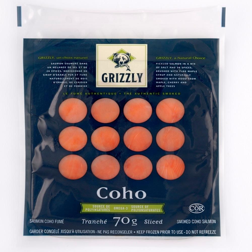 Fumoir Grizzly Smoked Sliced Coho Salmon, 70 G - 15 Per Case