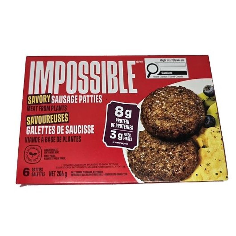 Impossible Plant-based Breakfast Savoury Sausage Patties, 34 G -- 48 Per Case