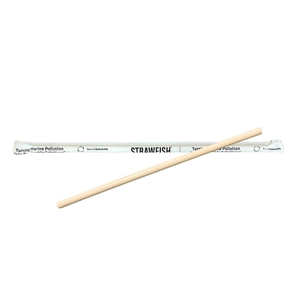 Strawfish 7.75 In X 8 Mm Natural Biodegradable Wrapped Giant Straw, 500 Count -- 10 Per Case