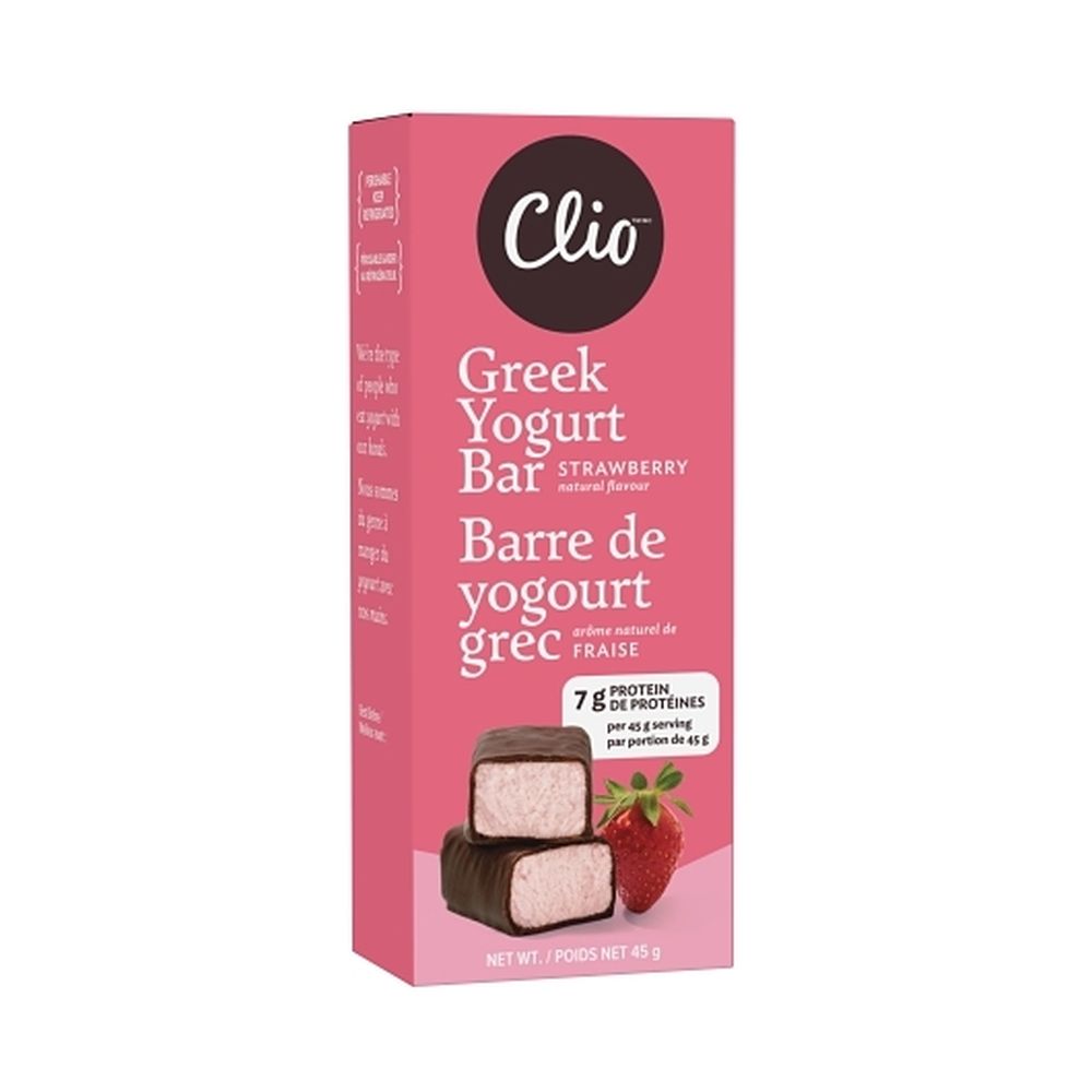 Clio Barre De Yaourt Grec Au Chocolat Noir Et Aux Fraises, 45,08 G – 10 Barres Par Boîte