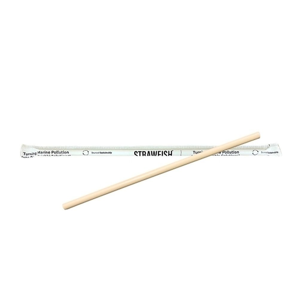 Strawfish 7.75 In X 6 Mm Natural Biodegradable Paper Wrapped Jumbo Straw, 500 Count -- 10 Per Case
