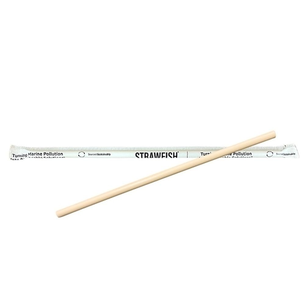Strawfish 10.25 In X 8 Mm Natural Biodegradable Paper Wrapped Giant Straw, 500 Count -- 10 Per Case