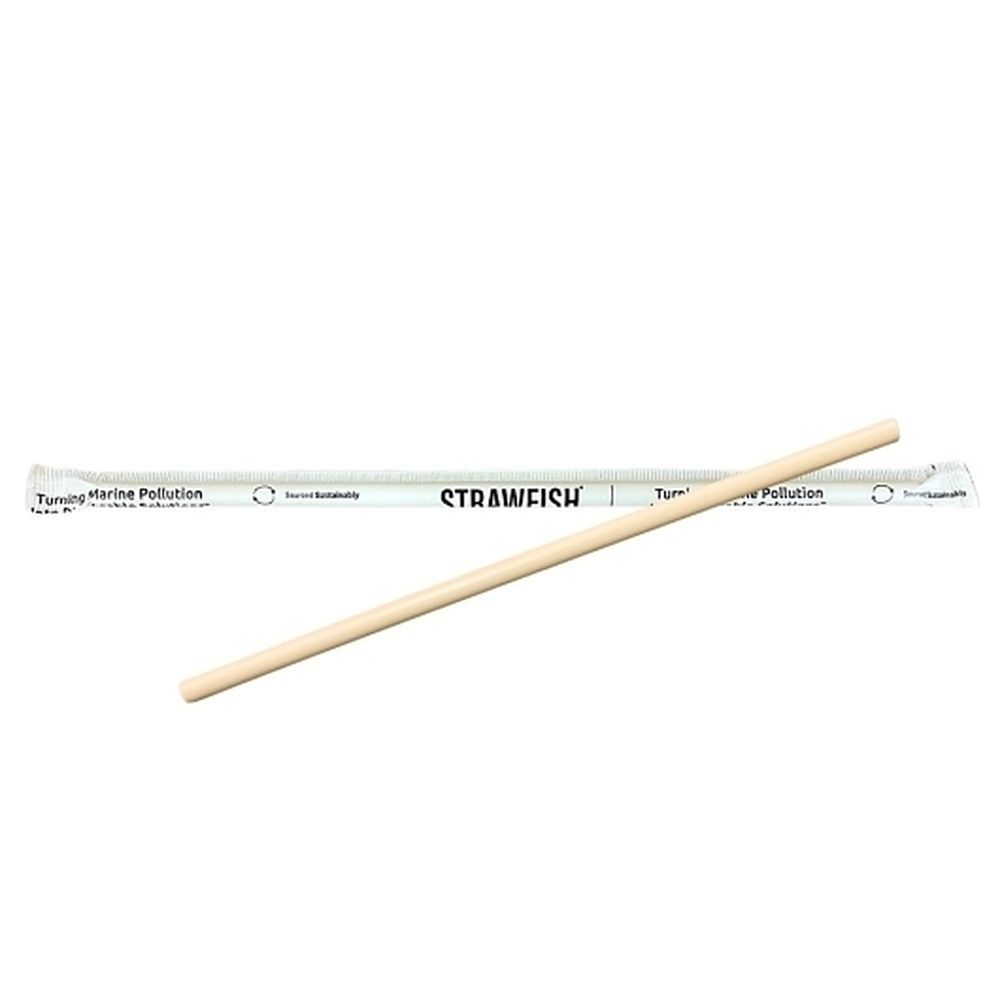 Strawfish 8.5 In X 8 Mm Natural Biodegradable Paper Wrapped Smoothie Straw, 500 Count -- 10 Per Case