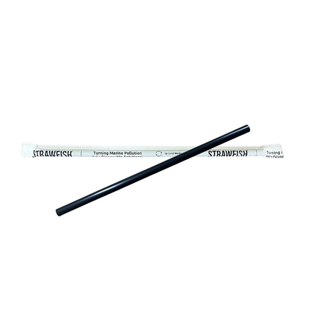 Strawfish 7.75 In X 6 Mm Black Biodegradable Paper Wrapped Jumbo Straw, 500 Count -- 10 Per Case