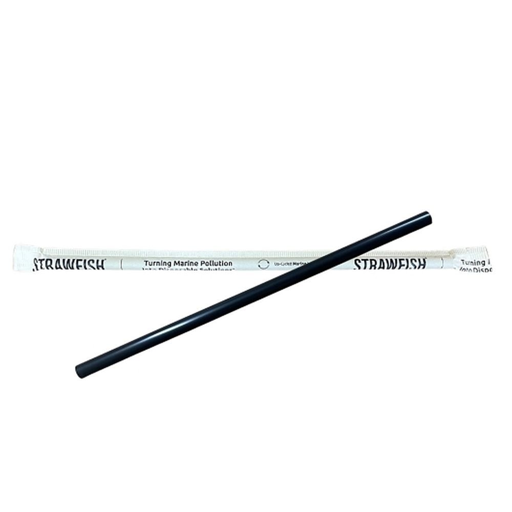 Strawfish 10.25 In X 8 Mm Black Biodegradable Wrapped Giant Straw, 500 Count -- 10 Per Case