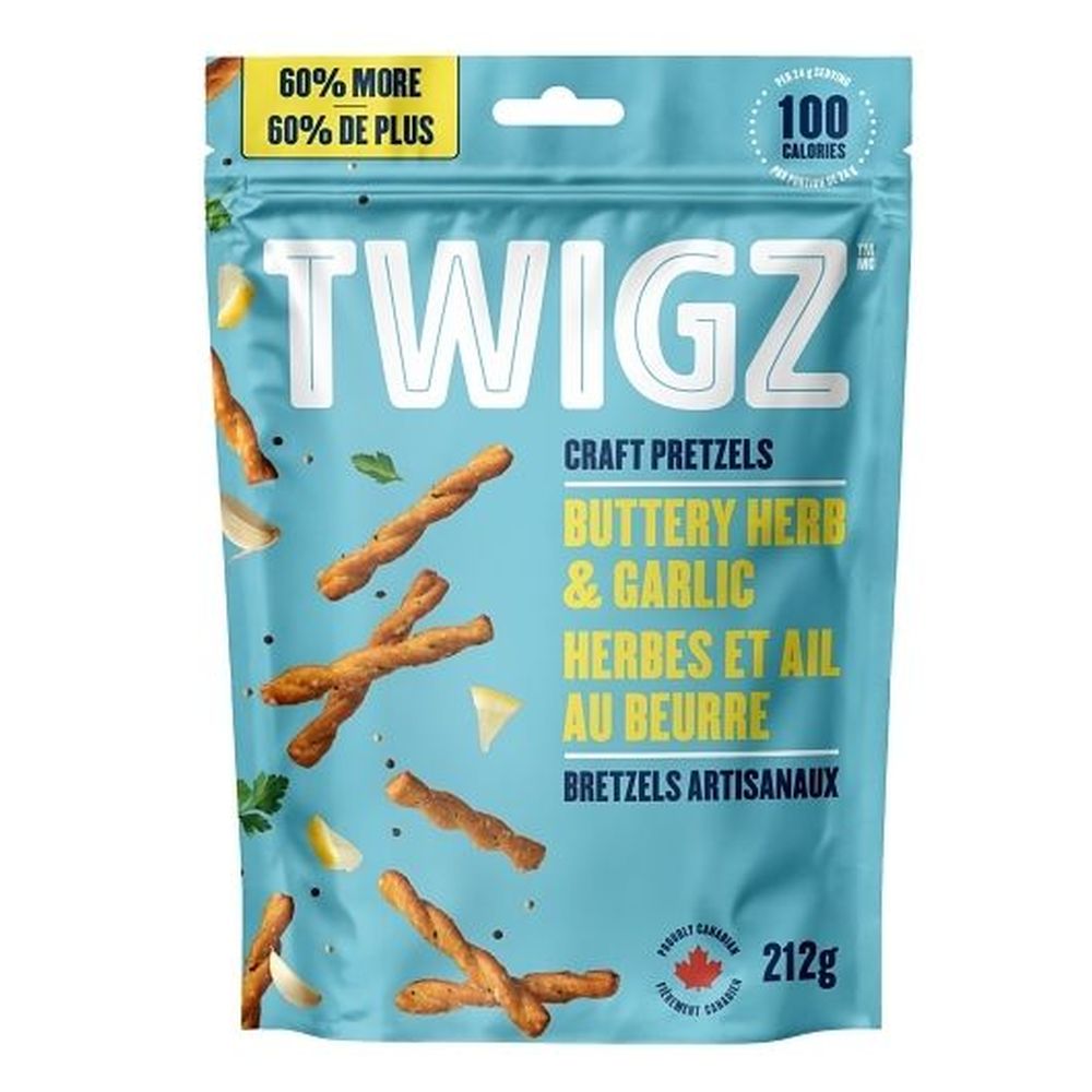 Twigz Buttery Herb And Garlic Craft Pretzels, 212 G -- 12 Per Case