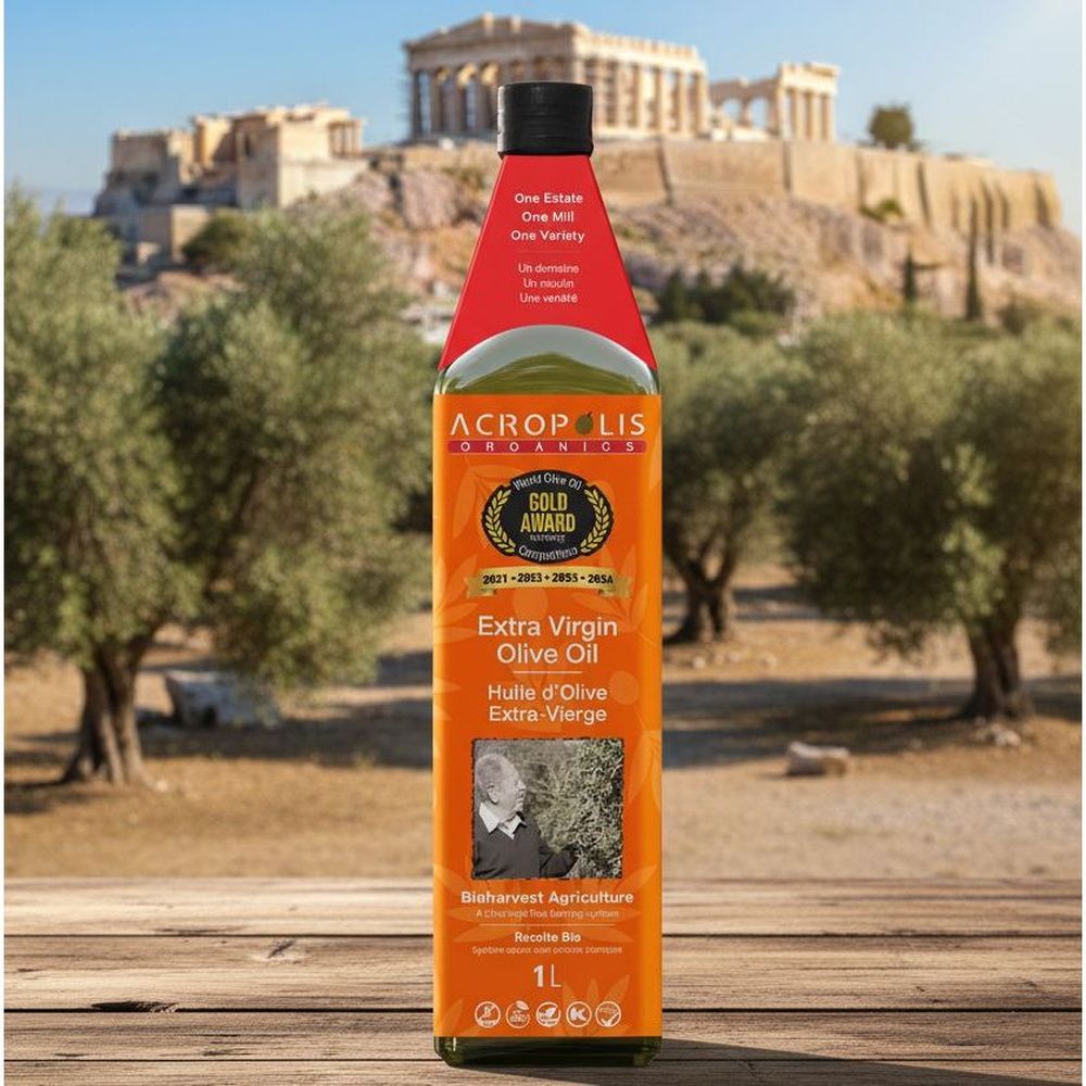 Acropolis Organics Bioharvest Extra Virgin Olive Oil, 1 L