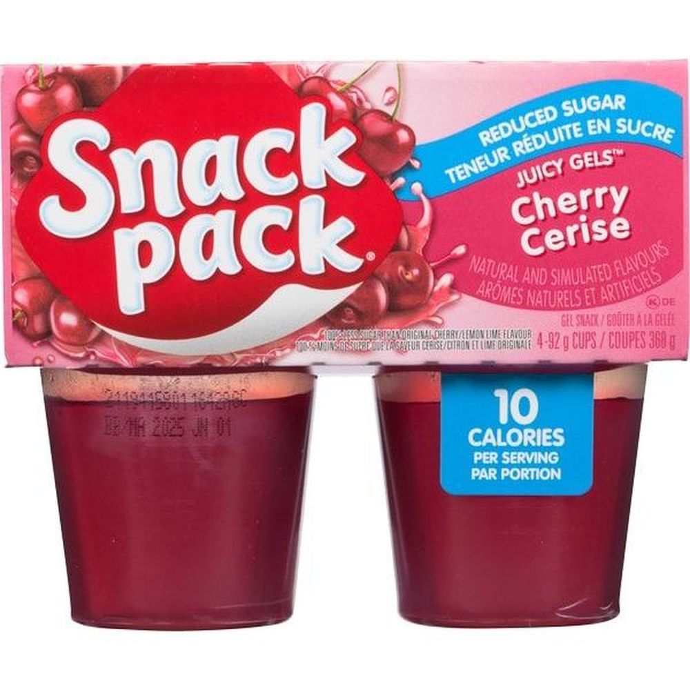 Snack Pack Cherry Reduced Sugar Juicy Gel, 92 G -- 12 Per Case