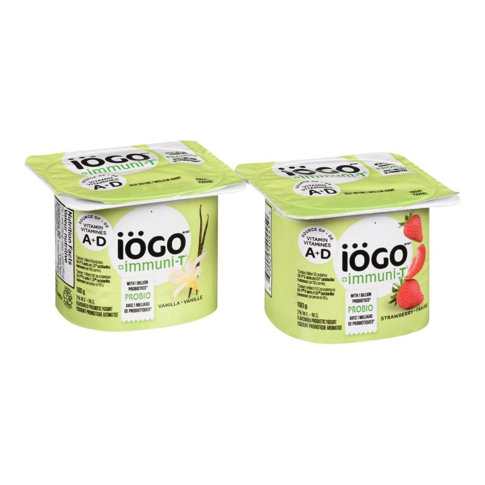 Iogo Immuni T Vanilla Strawberry Raspberry Yogurt, 100 G - 24 Per Case