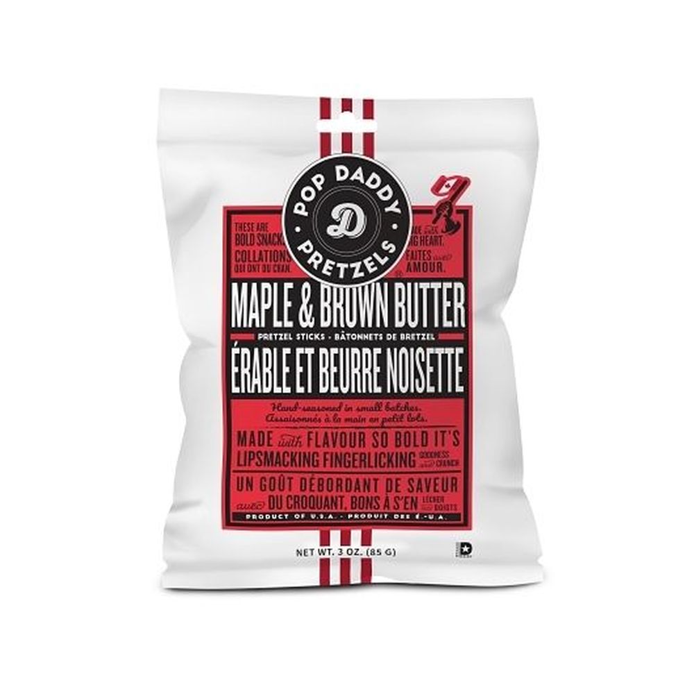 Pop Daddy Bretzels Assaisonnés À L'érable Et Au Beurre Noisette, 85 G (3 Oz) – 12 Par Boîte