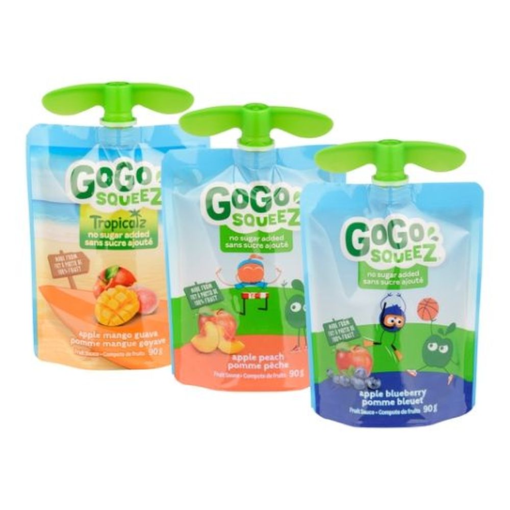 Gogo Squeez Apple Mango Guava Apple Peach And Apple Blueberry Fruit Snack - 3 Varieties, 1.8 Kg -- 2 Per Case