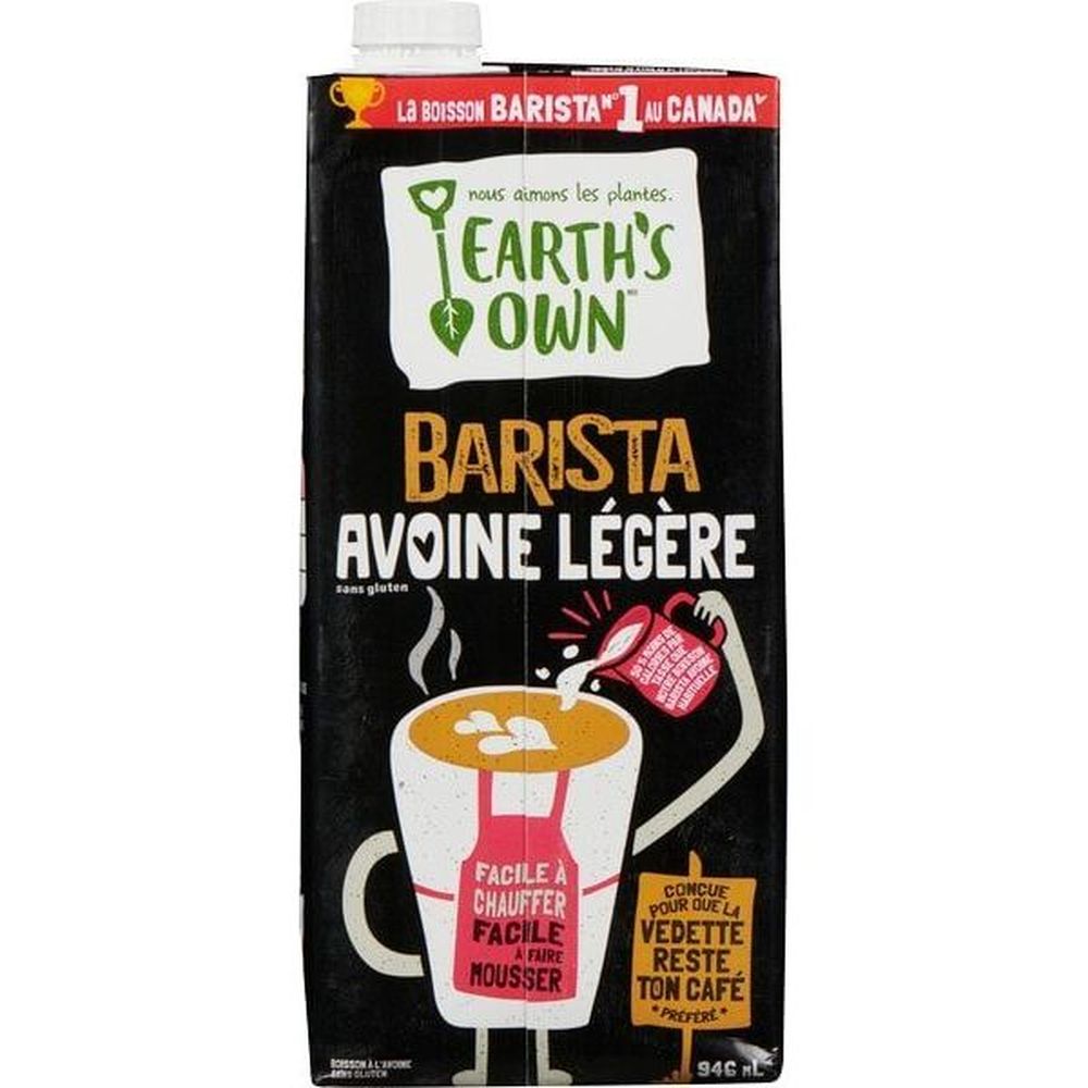 Earth's Own Boisson À L'avoine Légère Sans Gluten Barista Oat, 946 Ml – 12 Par Carton