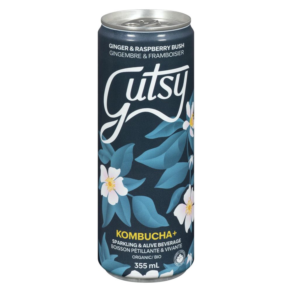 Gutsy Pick Me Up Ginger And Raspberry Leaves Kombucha, 355 Ml -- 8 Per Case