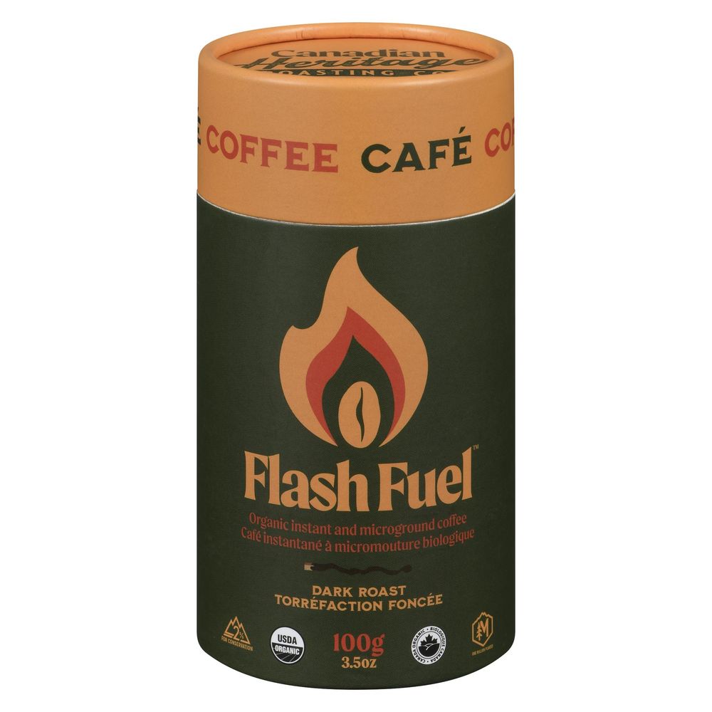 Canadian Heritage Organic Flash Fuel Dark Roast Instant Coffee - Canister, 100 G