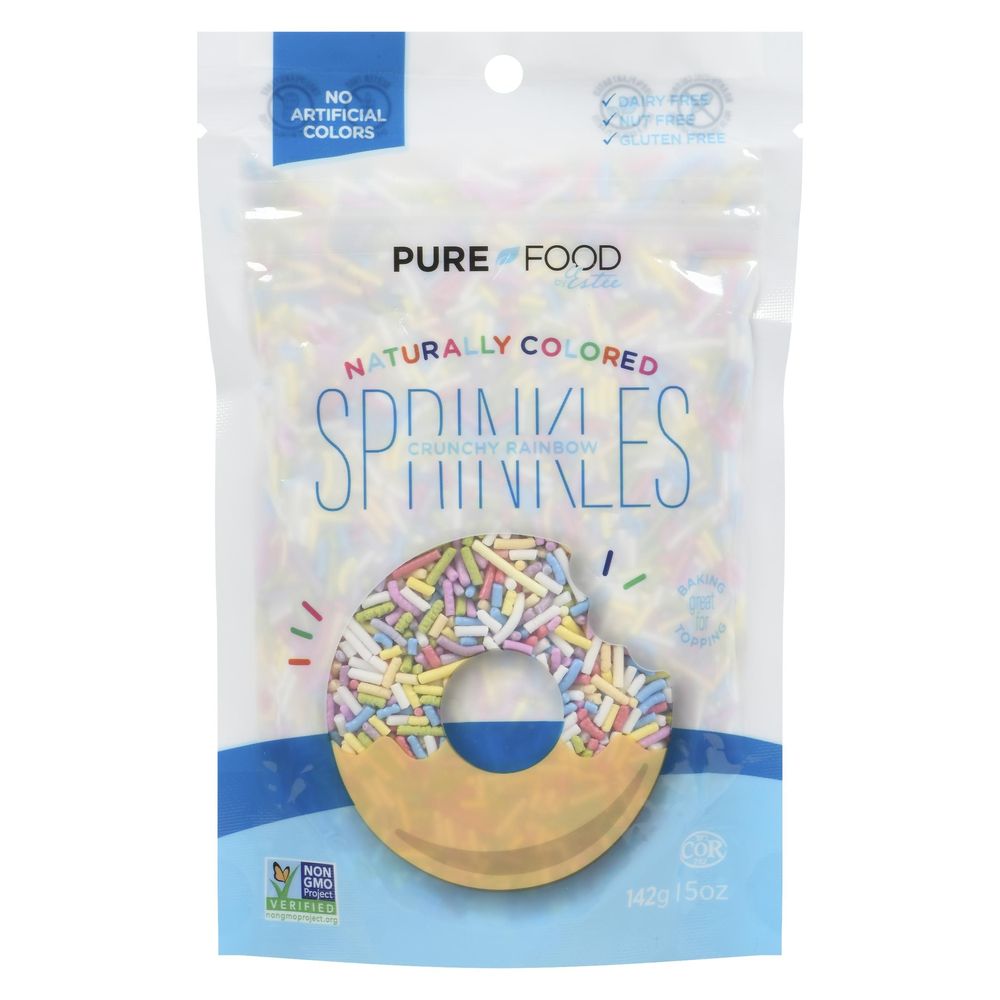 Pure Food By Estee Naturally Colored Crunchy Rainbow Sprinkles Jimmies, 141 G -- 12 Per Case