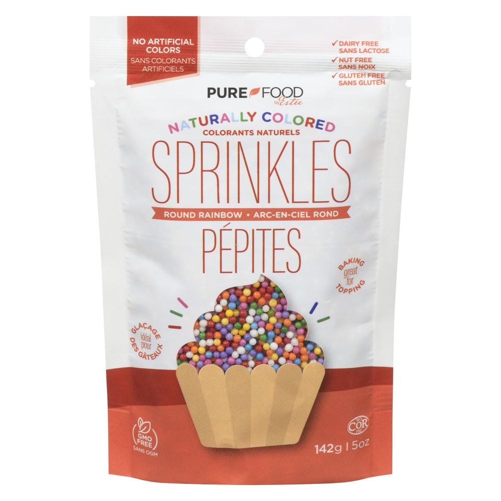 Pure Food By Estée Naturally Colored Round Rainbow Nonpariels Sprinkles, 141.74 G -- 12 Per Case
