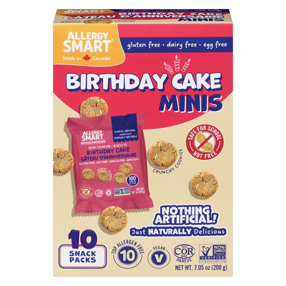 Allergy Smart Mini-biscuits Gâteau D'anniversaire, 200 G -- 6 Par Caisse