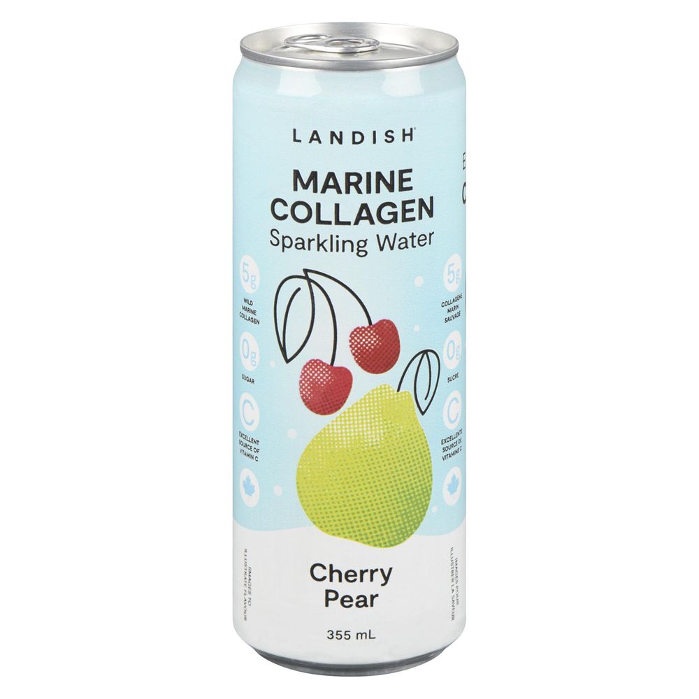 Landish Cherry Pear Marine Collagen Sparkling Water, 355 Ml
