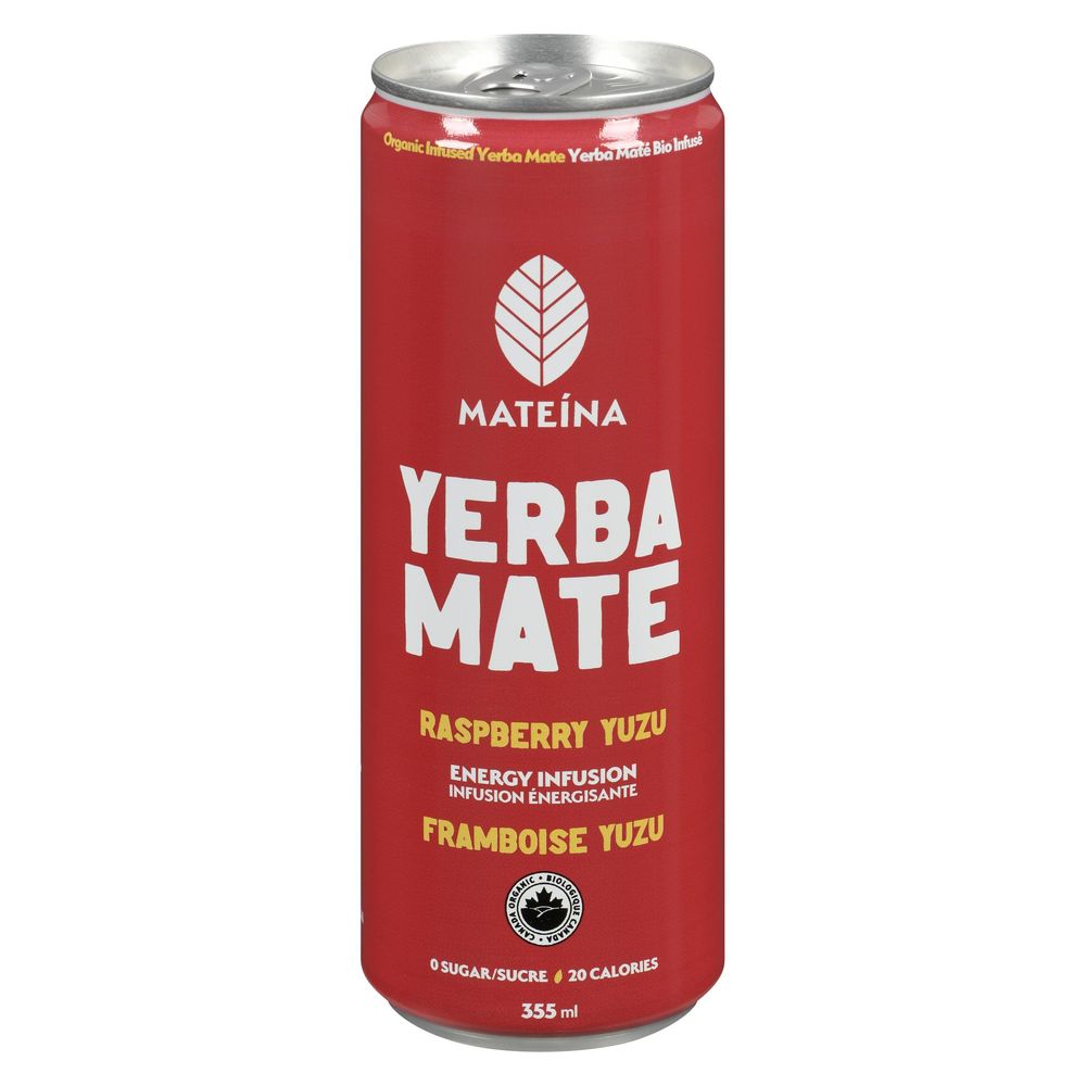 Mateina Organic Raspberry Yuzu Energy Infusion Yerba Mate, 355 Ml