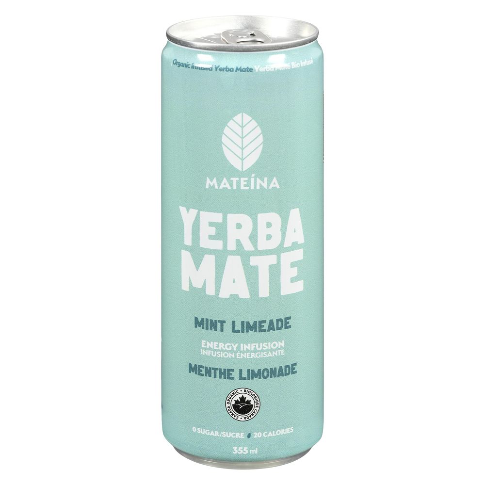 Mateina Organic Mint Limeade Energy Infusion Yerba Mate, 355 Ml