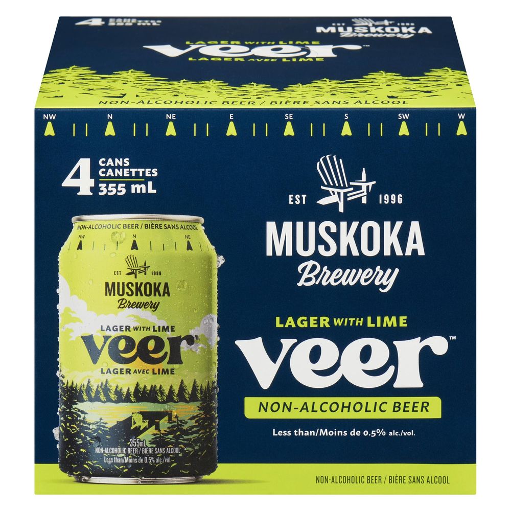 Muskoka Brewery Veer Non-alcoholic Lager With Lime Beer, 355 Ml -- 24 Per Case