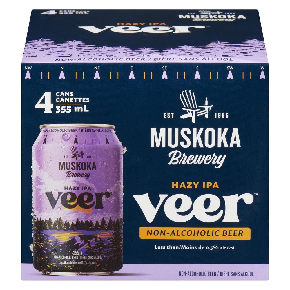 Muskoka Brewery Veer Hazy Ipa Non-alcoholic Beer, 355 Ml -- 24 Per Case
