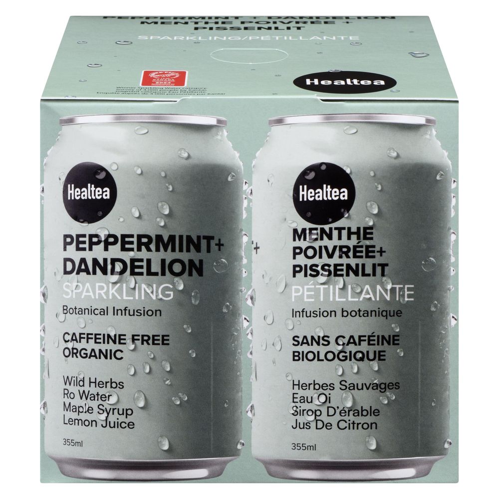 Healtea Peppermint + Dandelion Sparkling Herbal Tea, 355 Ml