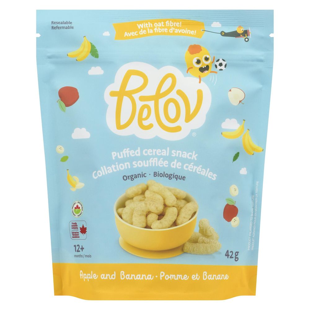 Belov Organic Apple And Banana Puffed Cereal Snack, 42 G -- 8 Per Case