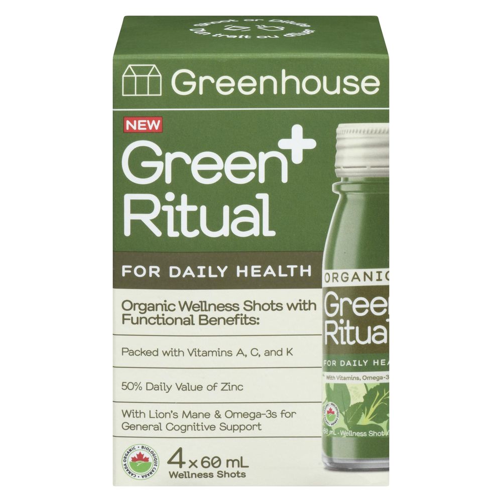 Greenhouse Organic Green Ritual Shot, 60 Ml -- 4 Per Case