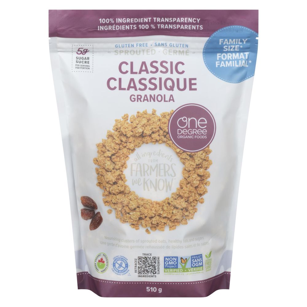 One Degree Organic Foods ,granola Classique Germée Bio Sans Gluten, 510 G