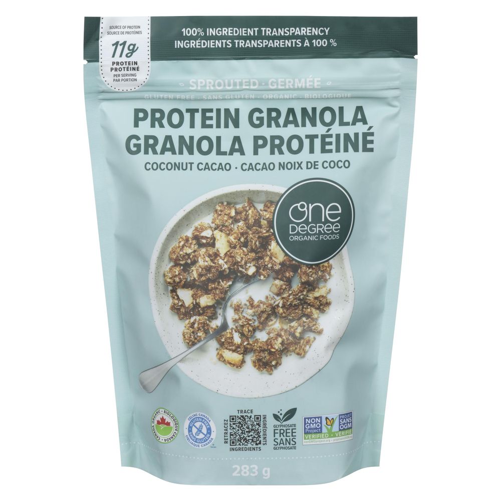 One Degree Organic Foods ,granola Protéiné Bio Sans Gluten À La Noix De Coco Germée Et Au Cacao, 283 G