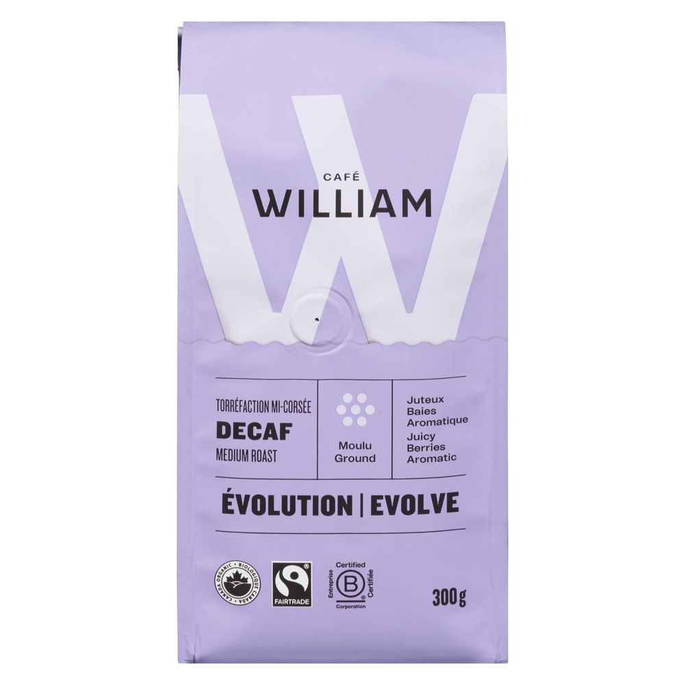 William Evolution Organic Medium Roast Decaf Ground Coffee, 300 G -- 6 Per Case