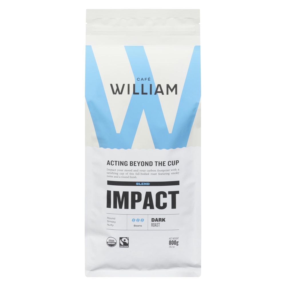 William Impact Organic Dark Roast Whole Bean Coffee, 800 G -- 6 Per Case