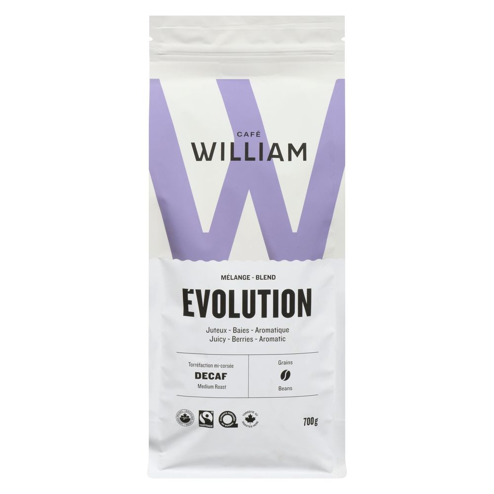 William Evolution Organic Medium Roast Decaf Whole Bean Coffee, 700 G -- 6 Per Case